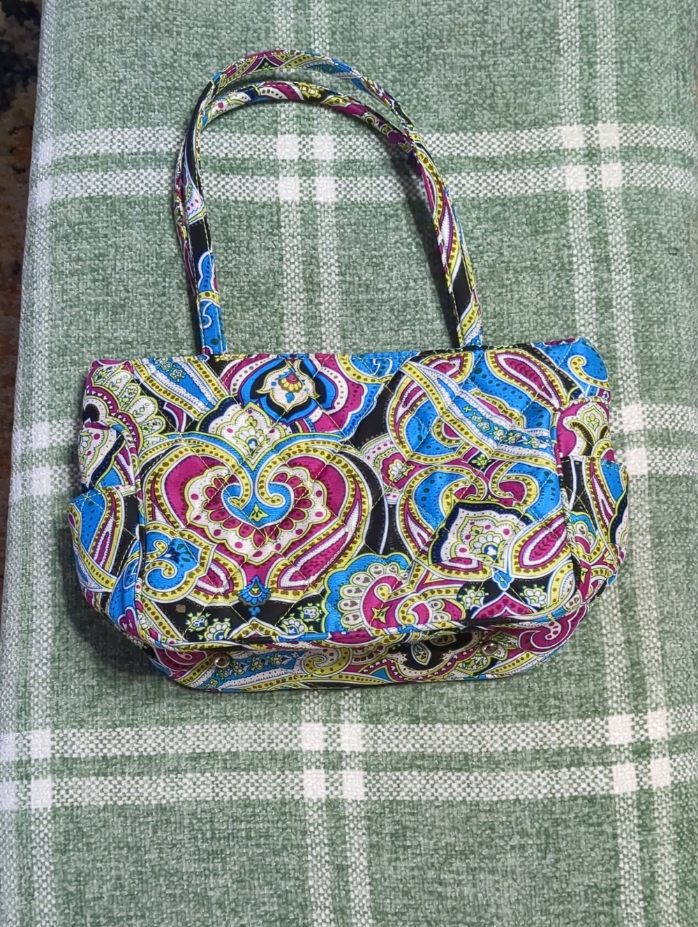 Vera Bradley Silk Paisley Quilted Shoulder Bag in Pink and Blue